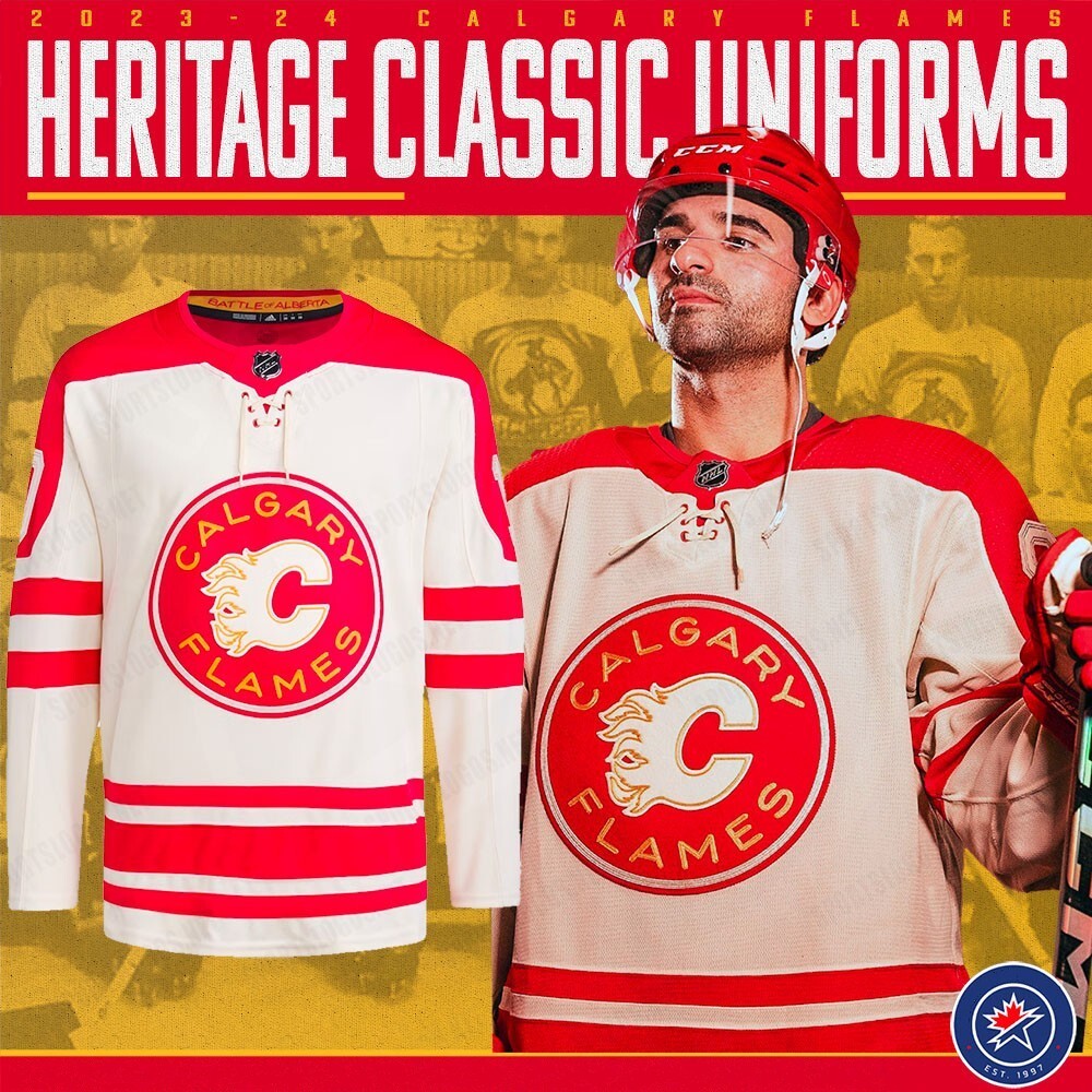 Calgary Flames 2023 Heritage Classic Style 4 Hockey Jersey hockey jersey product view 1