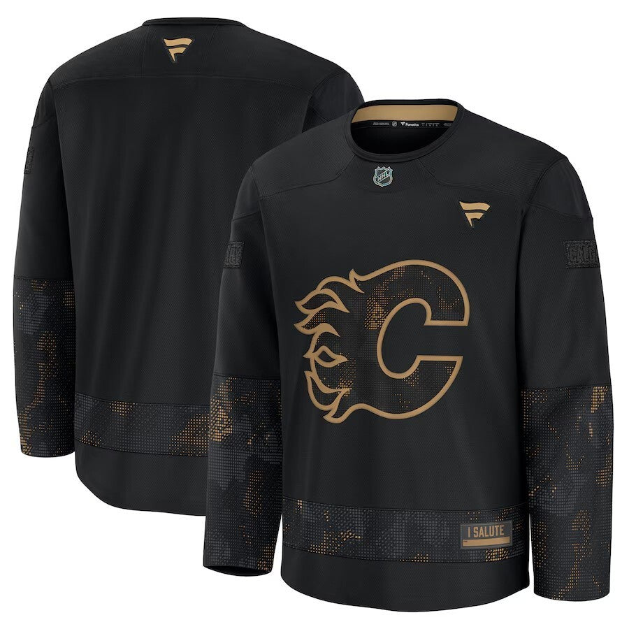Calgary Flames 2024 Military Appreciation Practice Jersey - Black Hockey Jersey hockey jersey product view 1