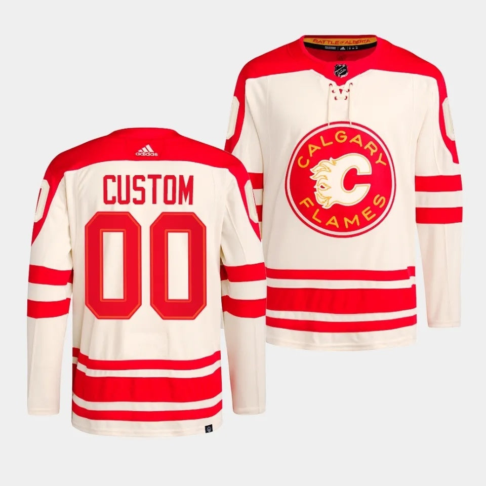 Calgary Flames Custom 2023 NHL Heritage Classic Cream Authentic Jersey Hockey Jersey hockey jersey product view 1