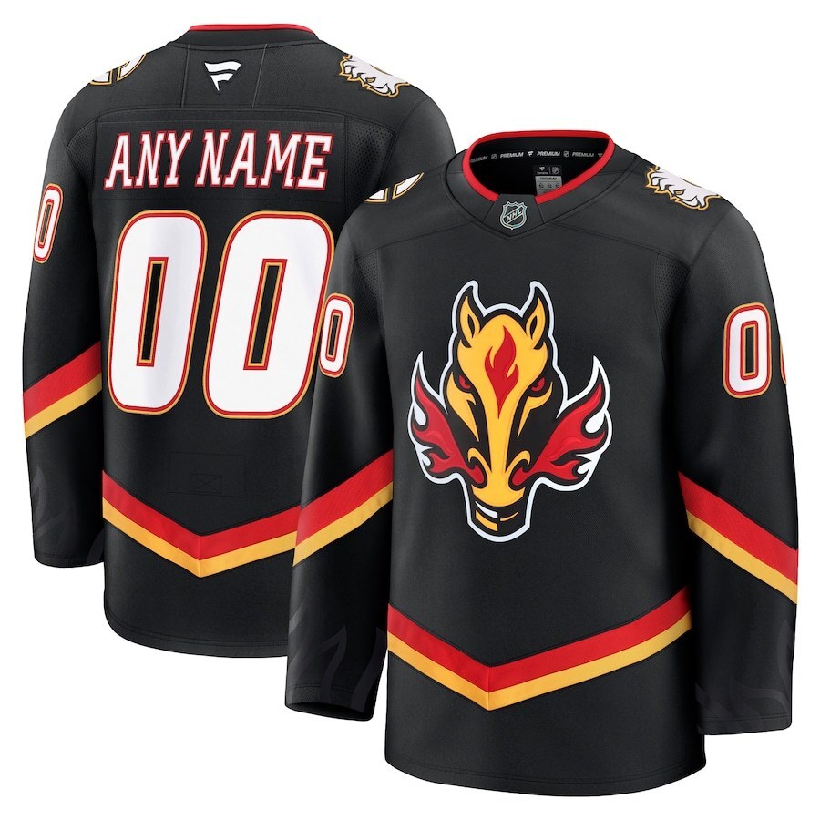 Calgary Flames Fanatics Alternate Premium Custom Jersey - Black Hockey Jersey hockey jersey product view 1