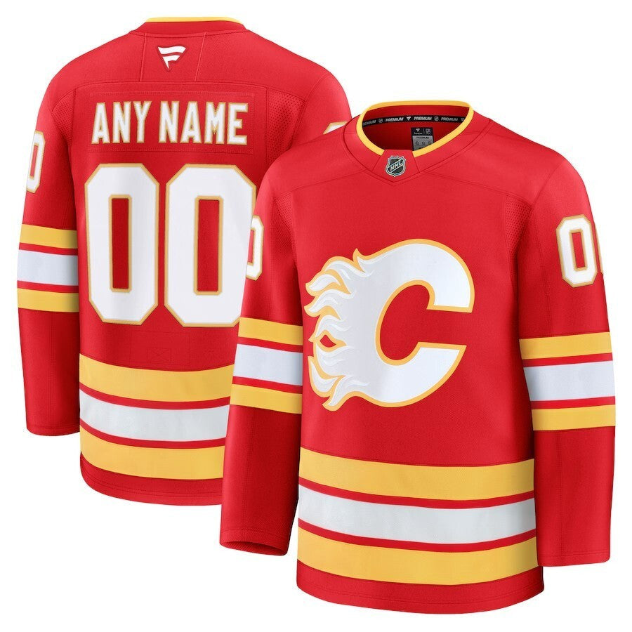 Calgary Flames Fanatics Home Premium Custom Jersey - Red Hockey Jersey hockey jersey product view 1