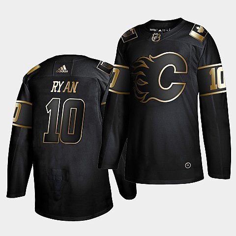 Calgary Flames #10 Derek Ryan Black Golden Edition Authentic Jersey Black Hockey Jersey hockey jersey product view 1