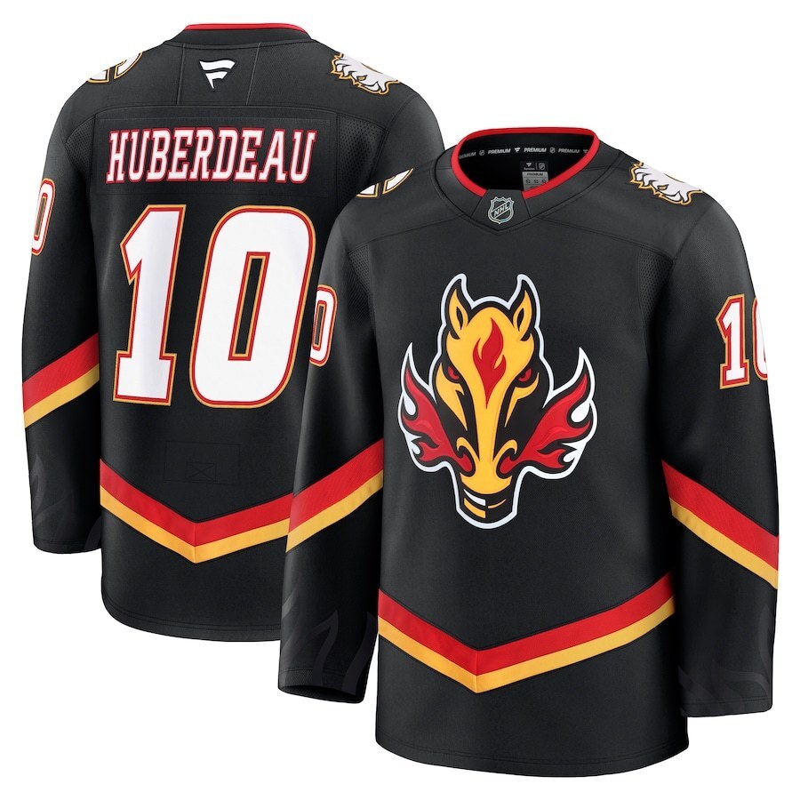 Calgary Flames #10 Jonathan Huberdeau Alternate Premium Jersey - Black Hockey Jersey hockey jersey product view 1