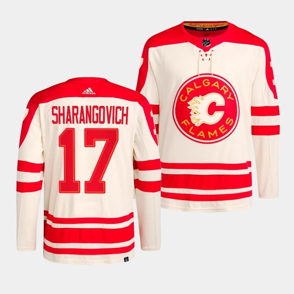 Calgary Flames #17 Yegor Sharangovich 2023 NHL Heritage Classic Cream Authentic Jersey Hockey Jersey hockey jersey product view 1