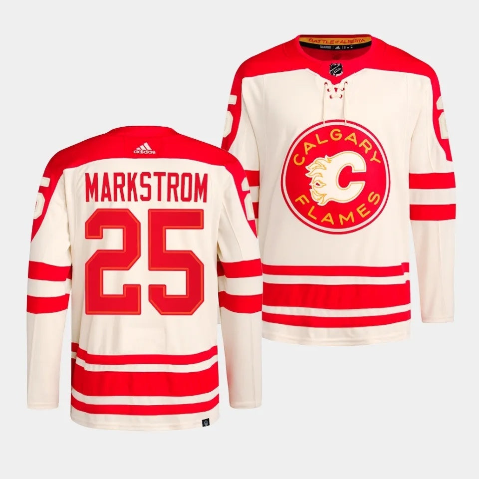 Calgary Flames #25 Jacob Markstrom 2023 NHL Heritage Classic Cream Authentic Jersey Hockey Jersey hockey jersey product view 1