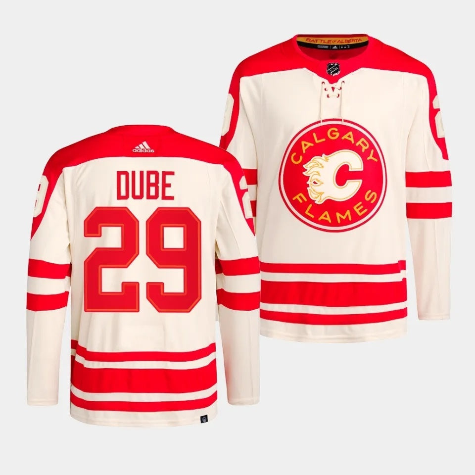 Calgary Flames #29 Dillon Dube 2023 NHL Heritage Classic Cream Authentic Jersey Hockey Jersey hockey jersey product view 1