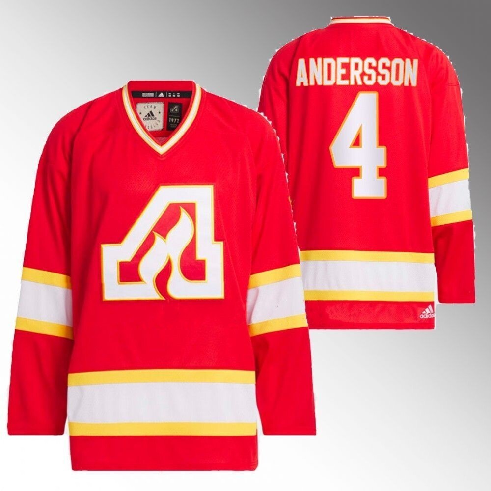 Calgary Flames #4 Rasmus Andersson Red Team Classics 1973 Hockey Jersey hockey jersey product view 1