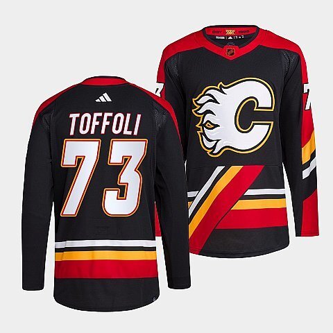 Calgary Flames #73 tyler-toffoli-black-2022reverse-retro-2.0-authentic-primegreen-jersey Hockey Jersey hockey jersey product view 1