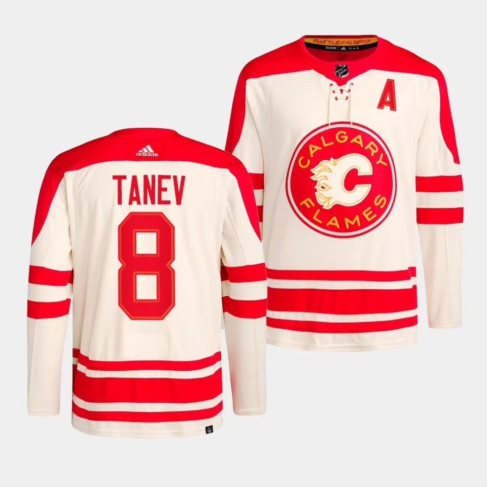 Calgary Flames #8 Christopher Tanev 2023 NHL Heritage Classic Cream Authentic Jersey Hockey Jersey hockey jersey product view 1