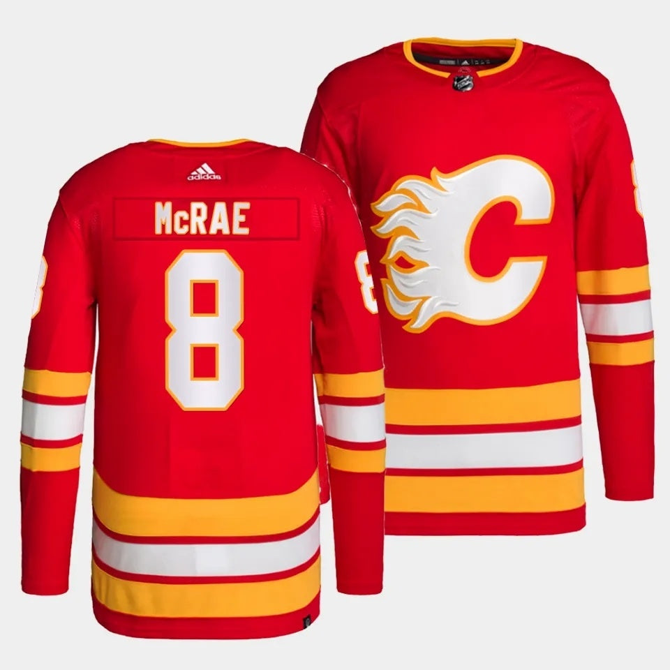 Calgary Flames #8 Tate McRae Home Red Jersey Hockey Jersey hockey jersey product view 1