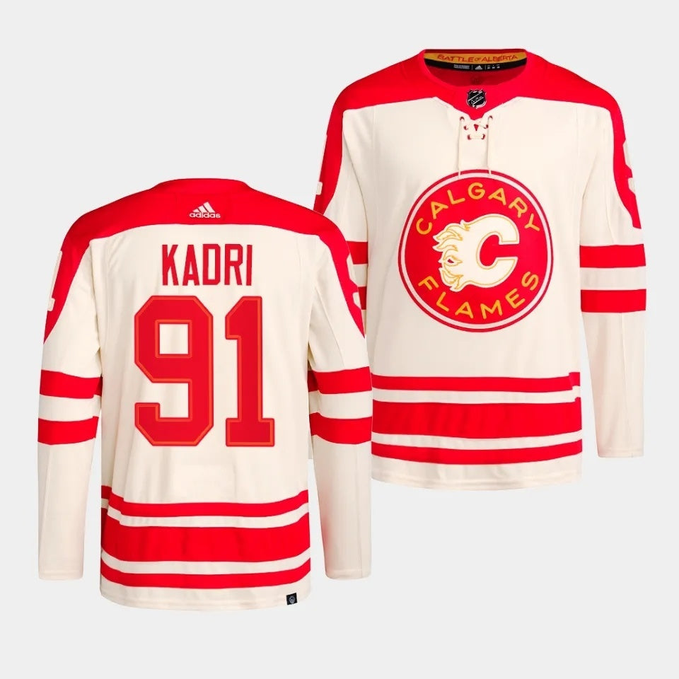 Calgary Flames #91 Nazem Kadri 2023 NHL Heritage Classic Cream Authentic Jersey Hockey Jersey hockey jersey product view 1