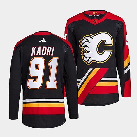 Calgary Flames #91 nazem-kadri-black-2022reverse-retro-2.0-authentic-primegreen-jersey Hockey Jersey hockey jersey product view 1