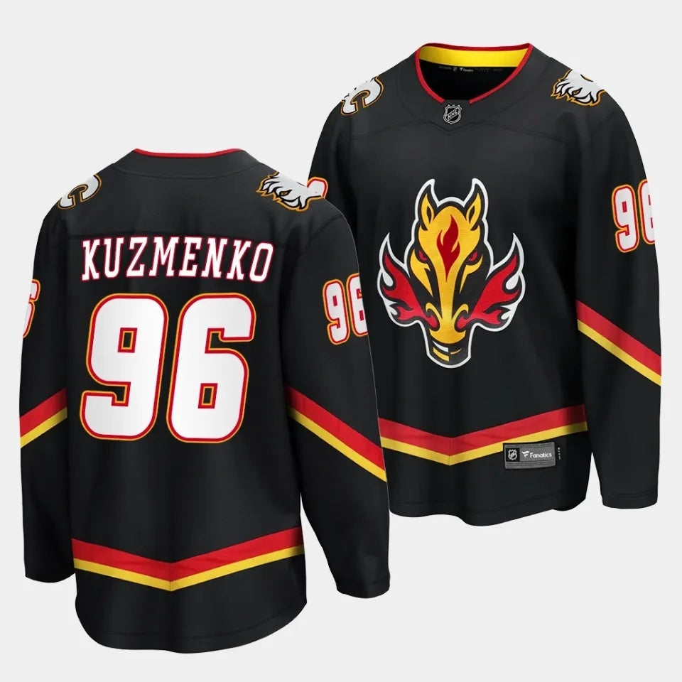 Calgary Flames #96 Andrei Kuzmenko Alternate Black Jersey Hockey Jersey hockey jersey product view 1