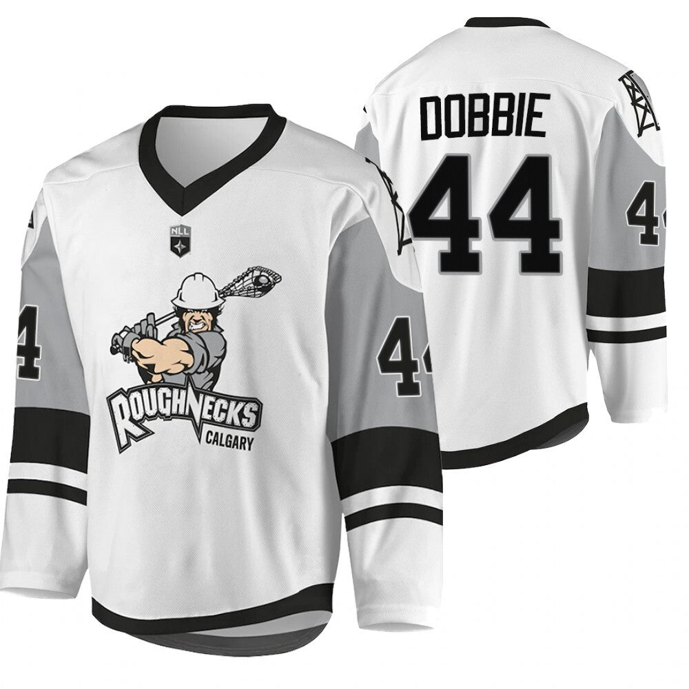 Calgary Roughnecks #44 Dane Dobbie sublimated-2021-22-white-jersey College Football Jersey football jersey product view 1