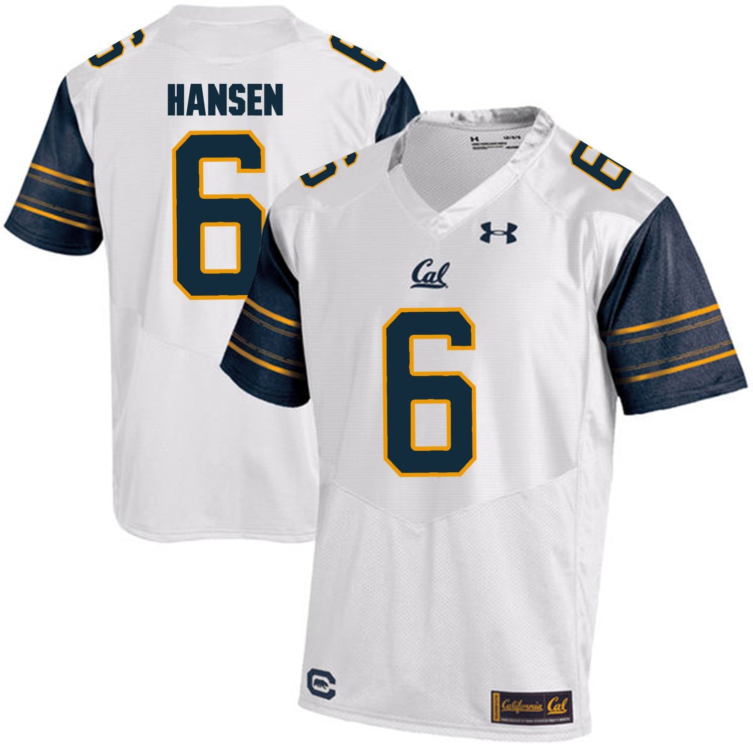 California Golden Bears Chad Hansen 6 White College Football Jersey football jersey product view 1