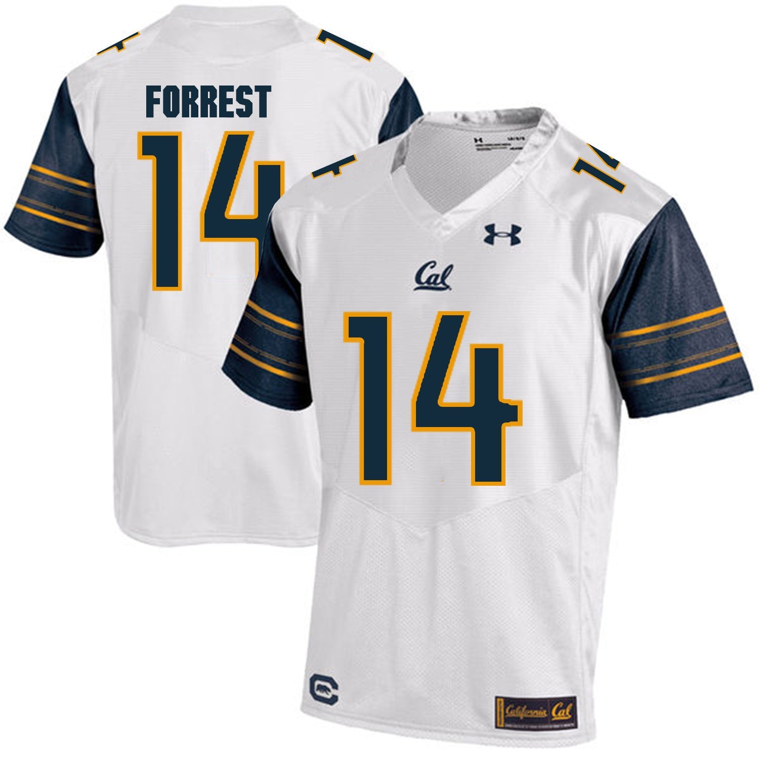 California Golden Bears Chase Forrest 14 White College Football Jersey football jersey product view 1