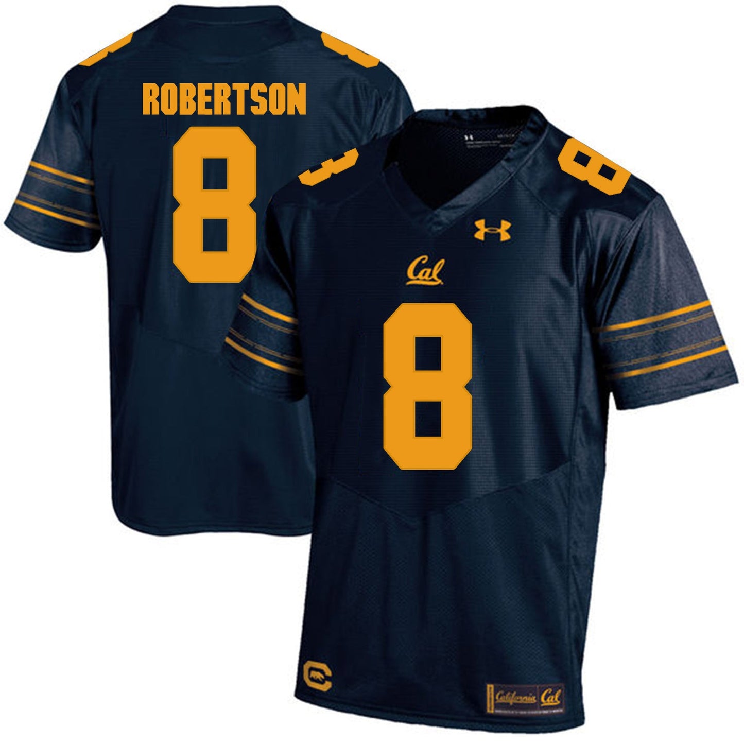 California Golden Bears Demetris Robertson 8 Navy College Football Jersey football jersey product view 1
