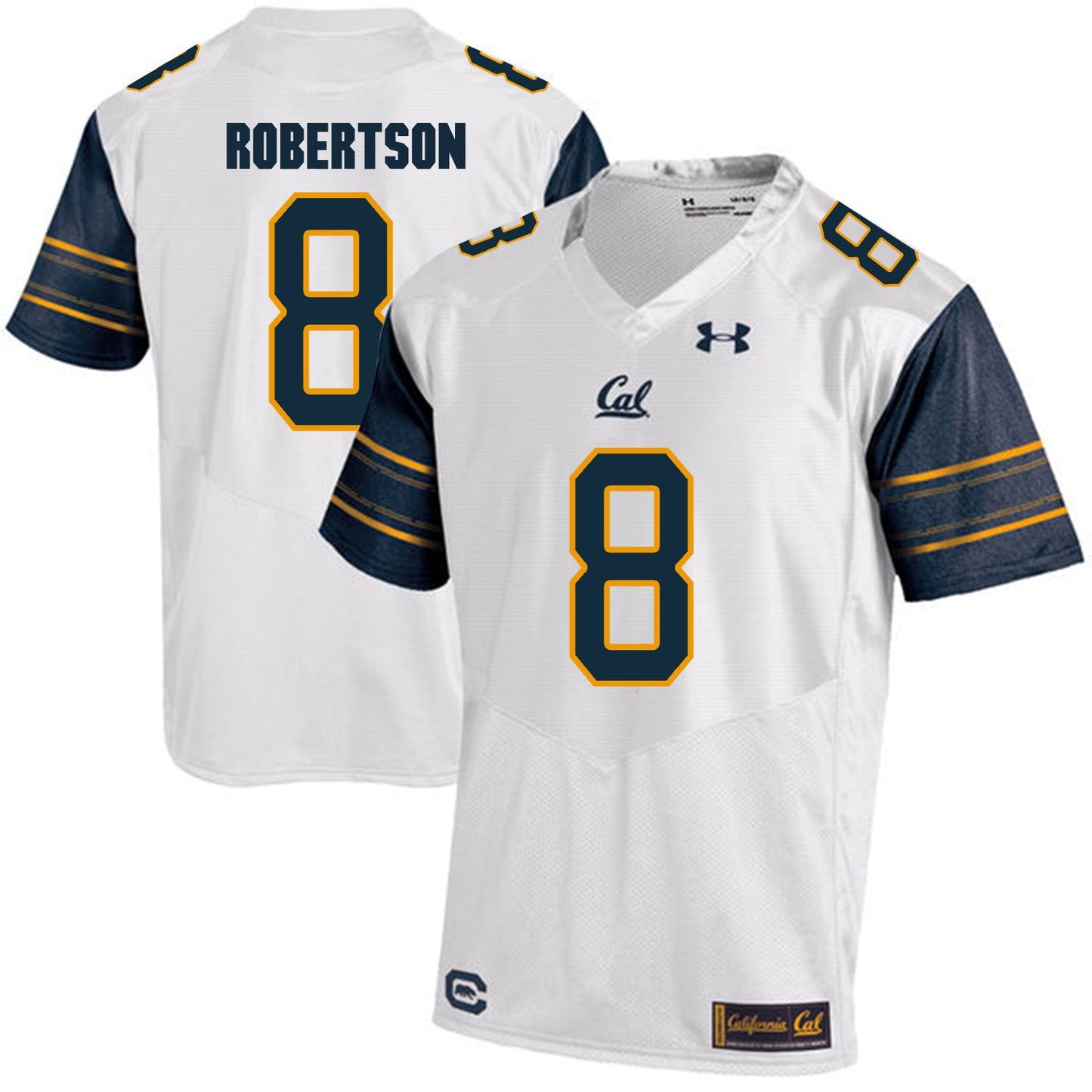 California Golden Bears Demetris Robertson 8 White College Football Jersey football jersey product view 1