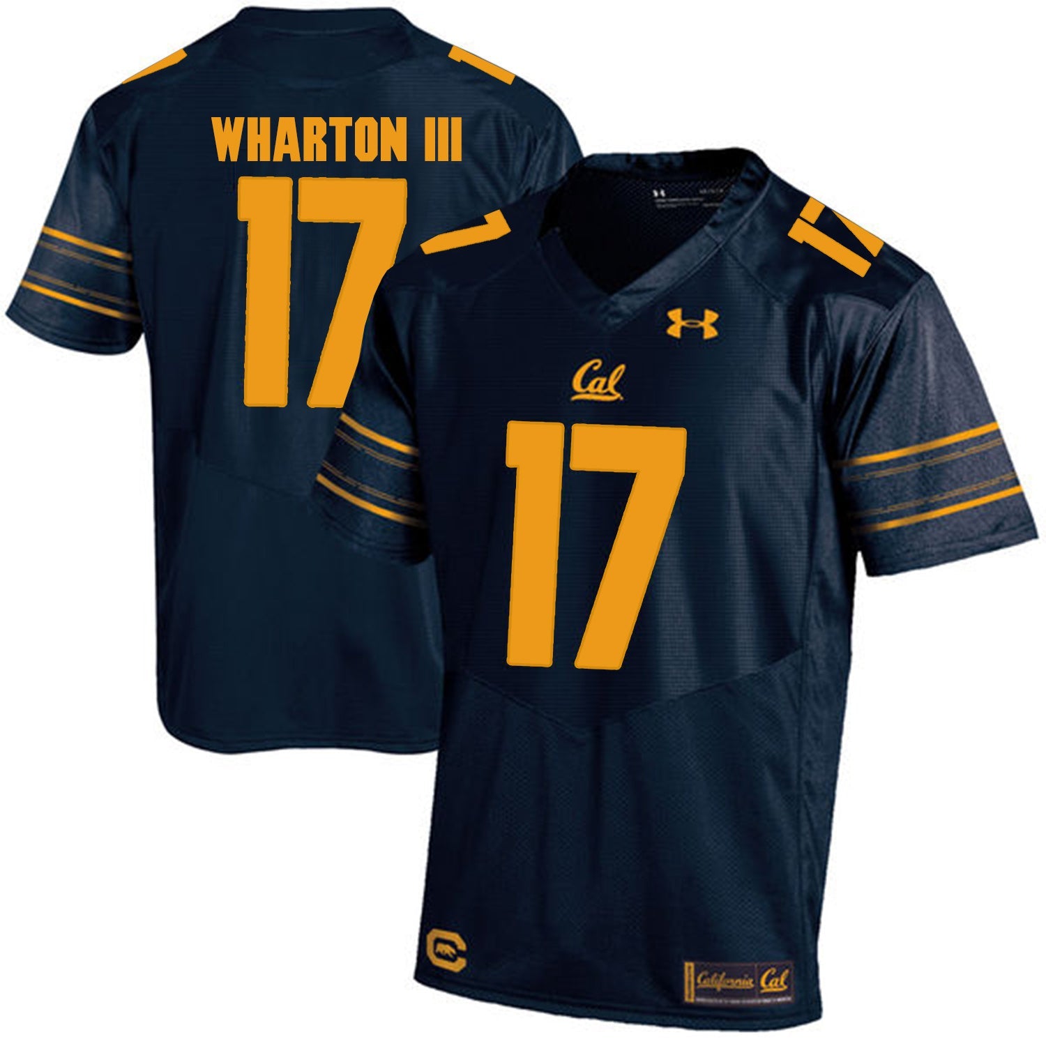 California Golden Bears Vic Wharton III 17 Navy College Football Jersey football jersey product view 1