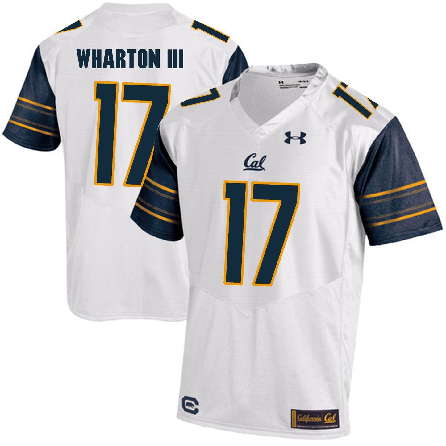 California Golden Bears Vic Wharton III 17 White College Football Jersey football jersey product view 1