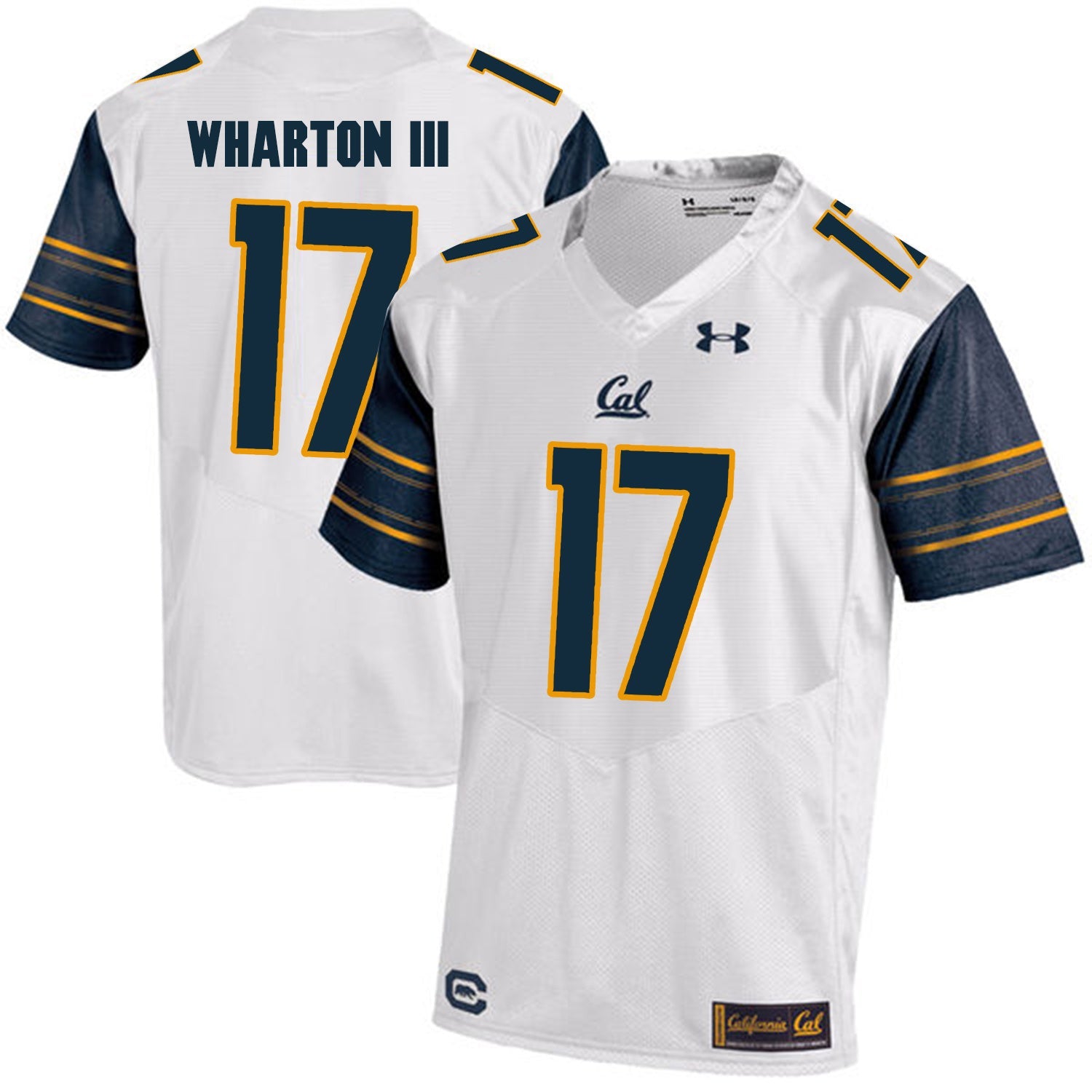 California Golden Bears Vic Wharton III 17 White College Football Jersey football jersey product view 1