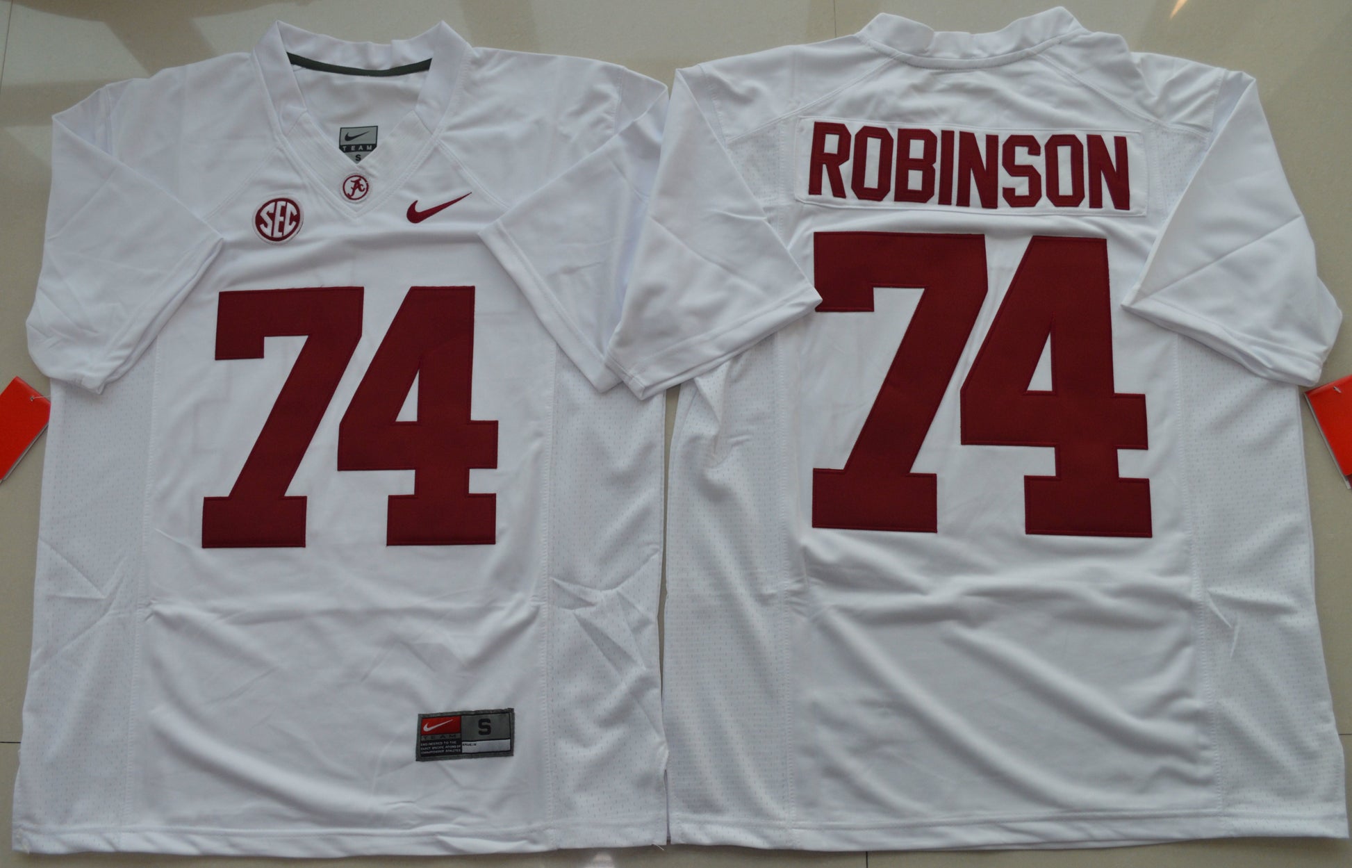 Cam Robinson 74 White College Football Jersey football jersey product view 1