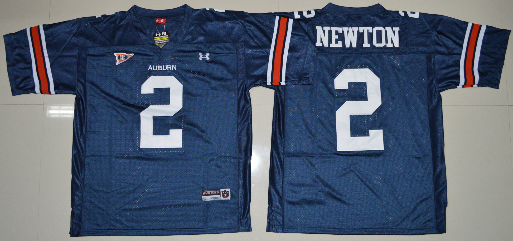Cameron Newton 2 Navy Blue College Football Jersey football jersey product view 1