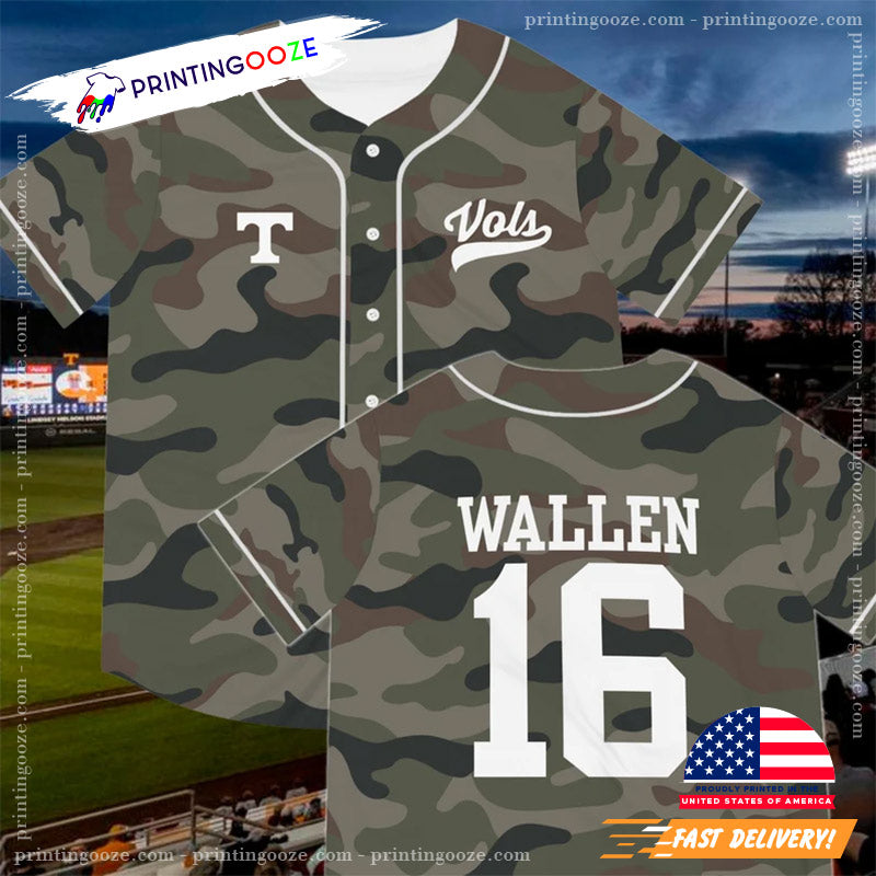 Camo Design Wallen 16 Baseball Jersey baseball jersey product view 2