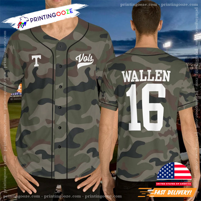 Camo Design Wallen 16 Baseball Jersey baseball jersey product view 1