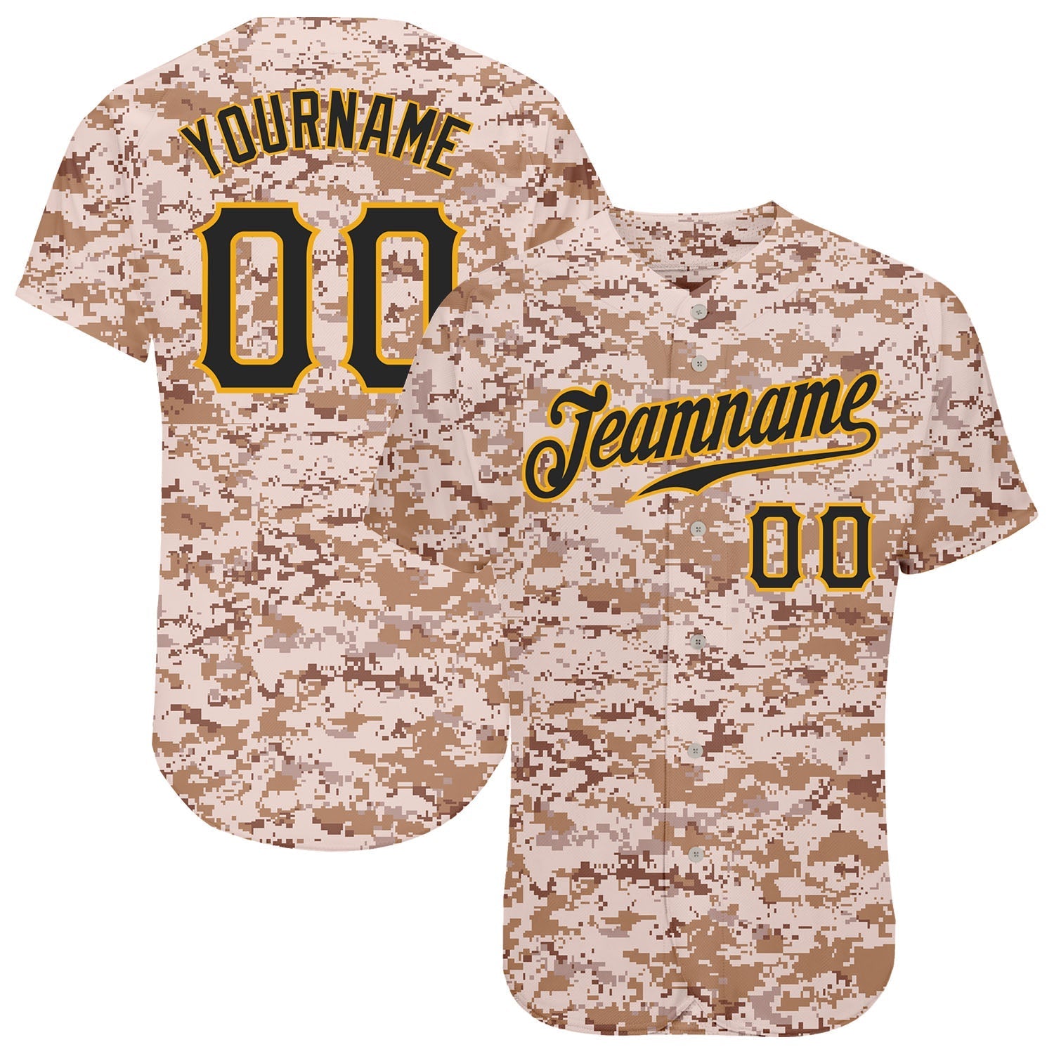 Custom Camo Black-Gold Authentic Salute To Service Baseball Jersey baseball jersey product view 1
