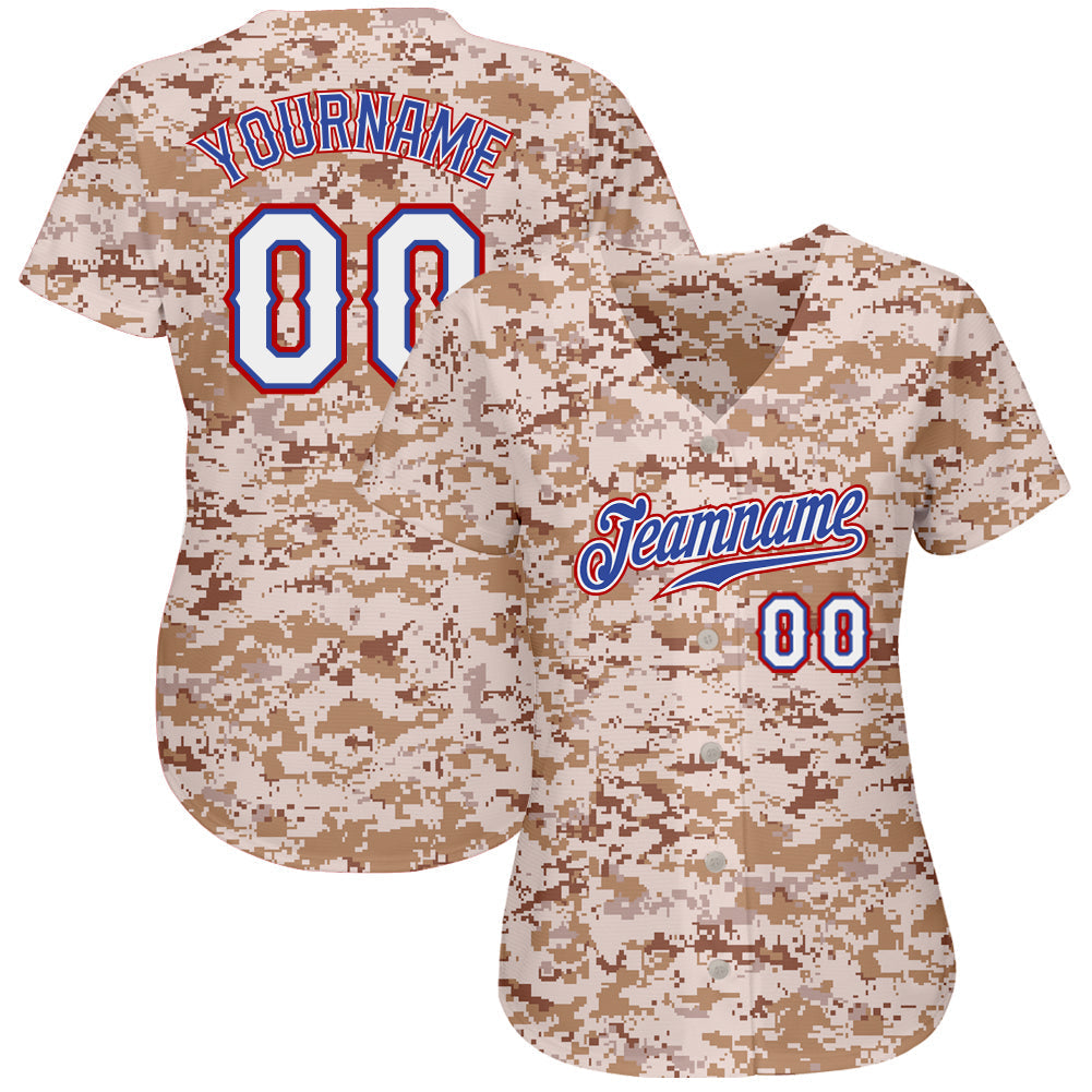 Custom Camo White-Royal Authentic Salute To Service Baseball Jersey baseball jersey product view 2