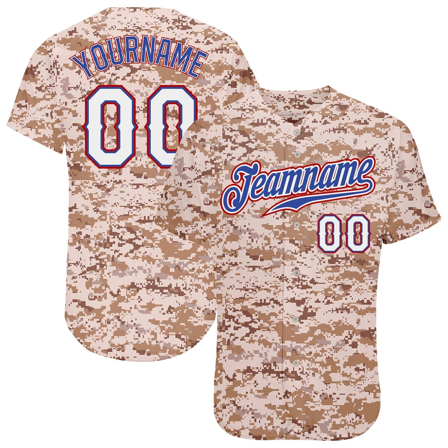 Custom Camo White-Royal Authentic Salute To Service Baseball Jersey baseball jersey product view 1