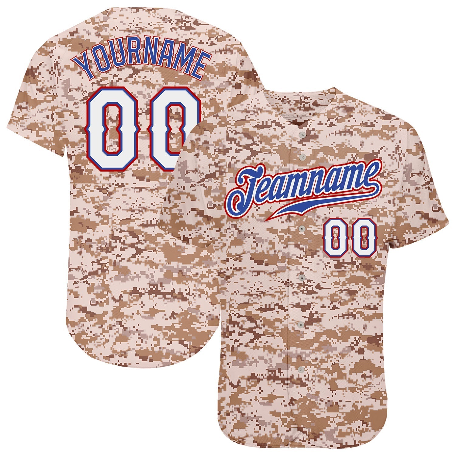 Custom Camo White-Royal Authentic Salute To Service Baseball Jersey baseball jersey product view 1