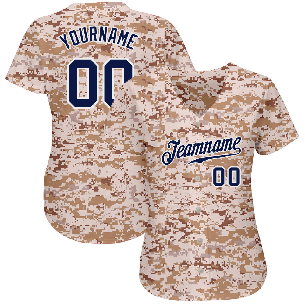 Custom Camo Navy-White Authentic Salute To Service Baseball Jersey baseball jersey product view 2