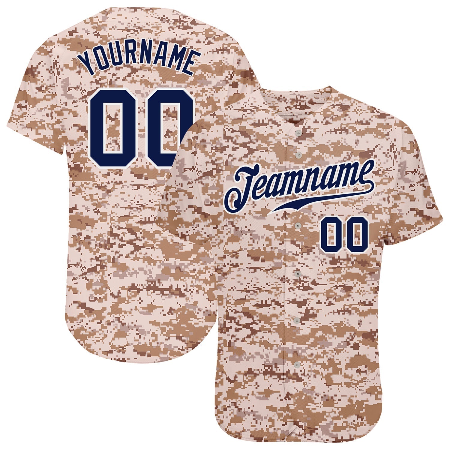 Custom Camo Navy-White Authentic Salute To Service Baseball Jersey baseball jersey product view 1