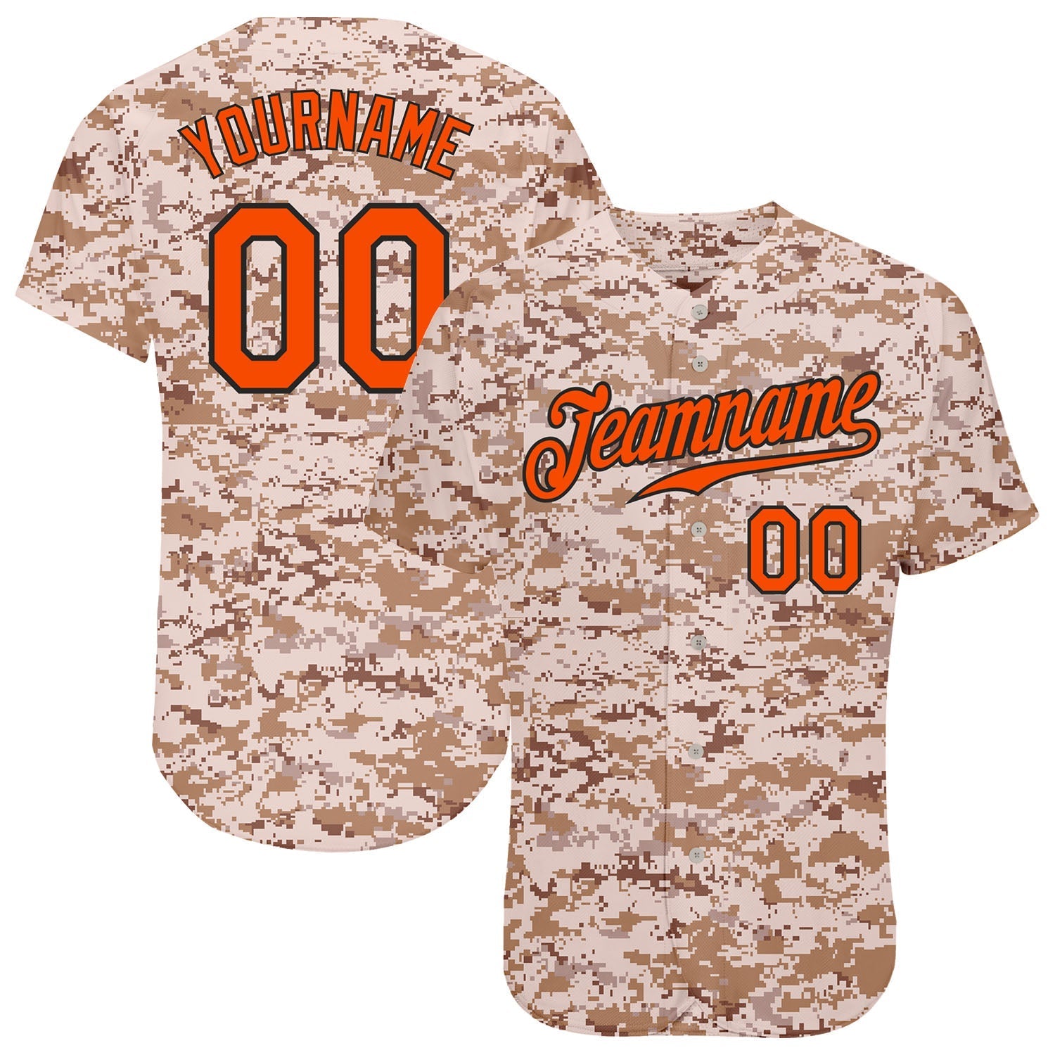 Custom Camo Orange-Black Authentic Salute To Service Baseball Jersey baseball jersey product view 1