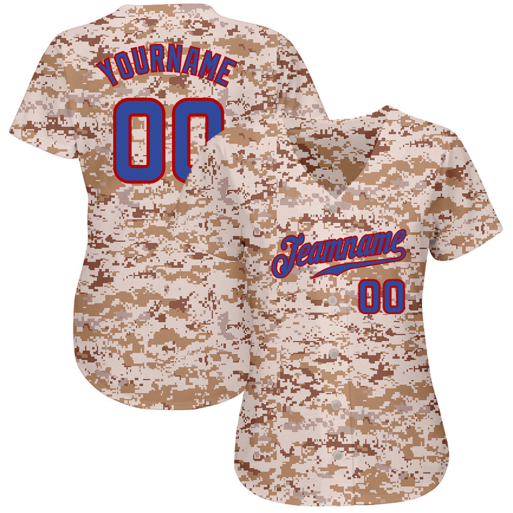 Custom Camo Royal-Red Authentic Salute To Service Baseball Jersey baseball jersey product view 2