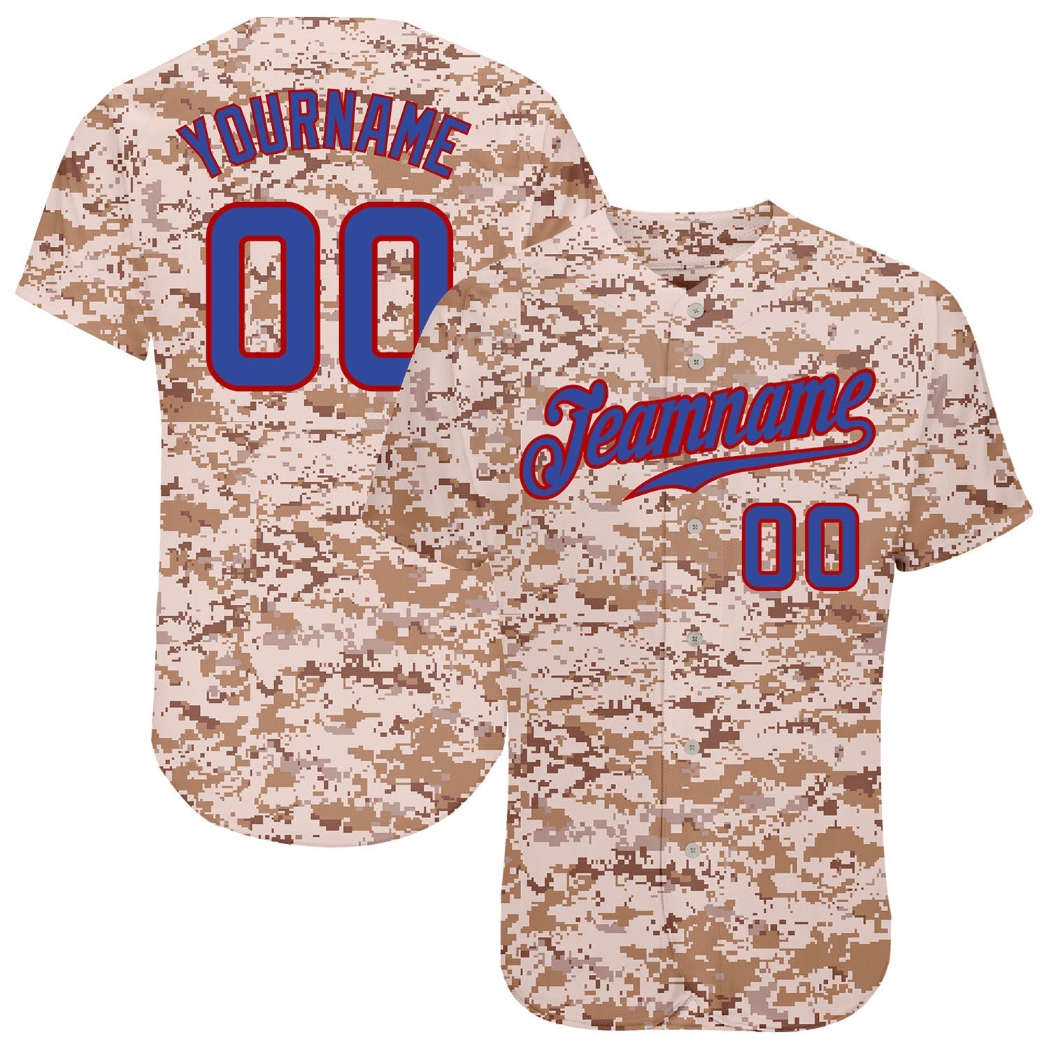 Custom Camo Royal-Red Authentic Salute To Service Baseball Jersey baseball jersey product view 1