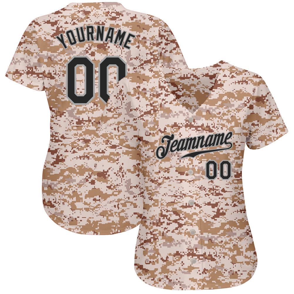 Custom Camo Black-Gray Authentic Salute To Service Baseball Jersey baseball jersey product view 2