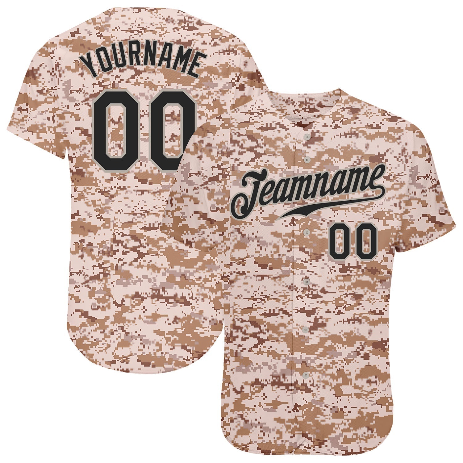Custom Camo Black-Gray Authentic Salute To Service Baseball Jersey baseball jersey product view 1
