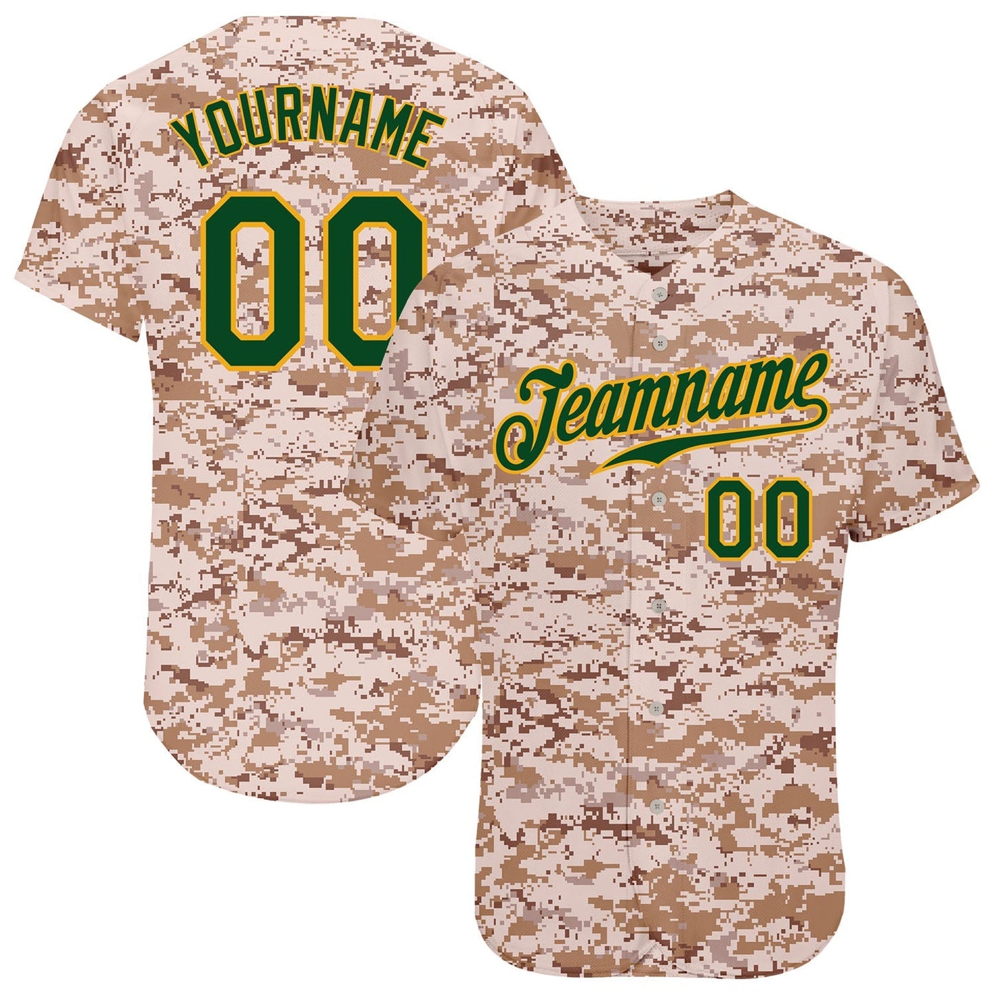 Custom Camo Green-Gold Authentic Salute To Service Baseball Jersey baseball jersey product view 1