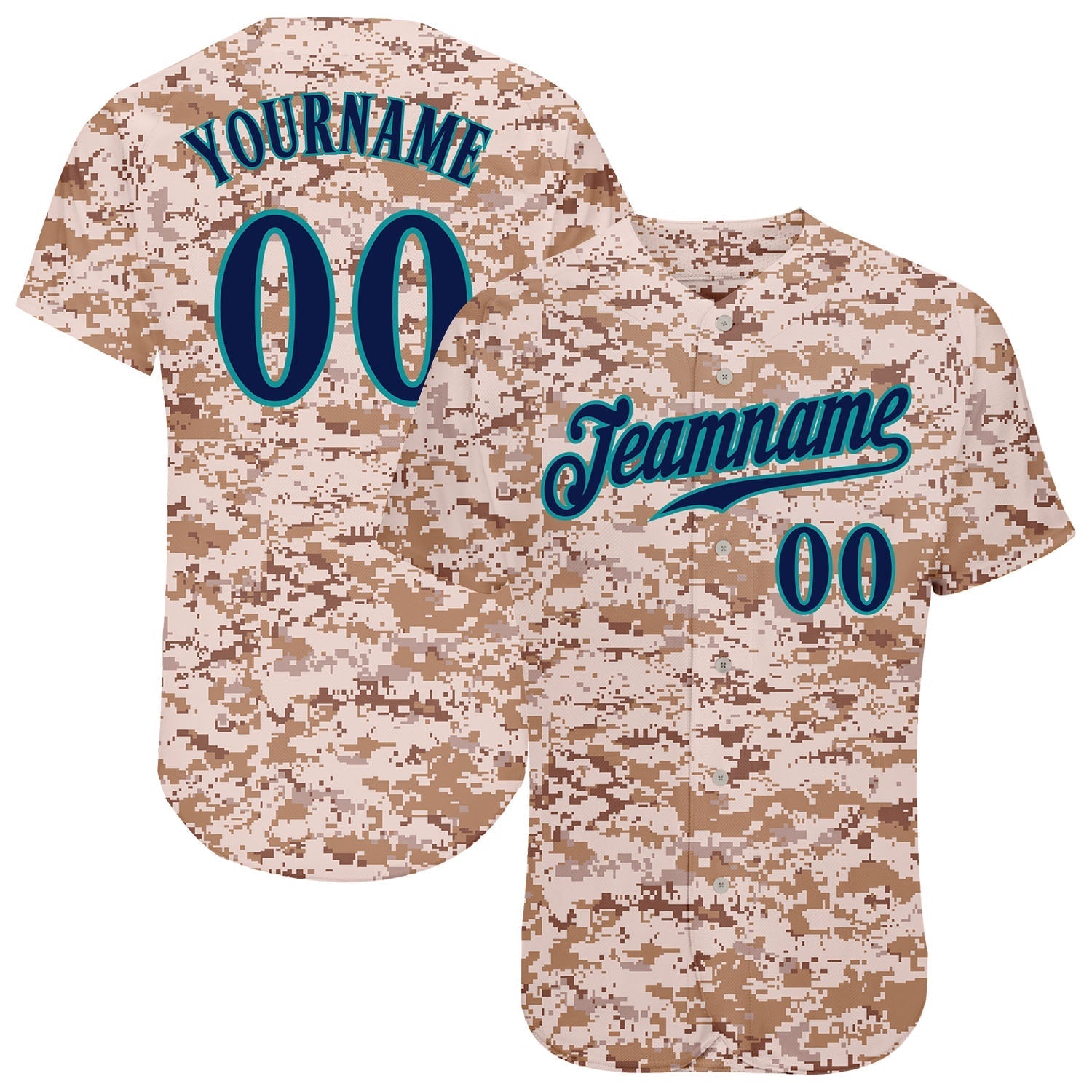 Custom Camo Navy-Teal Authentic Salute To Service Baseball Jersey baseball jersey product view 1