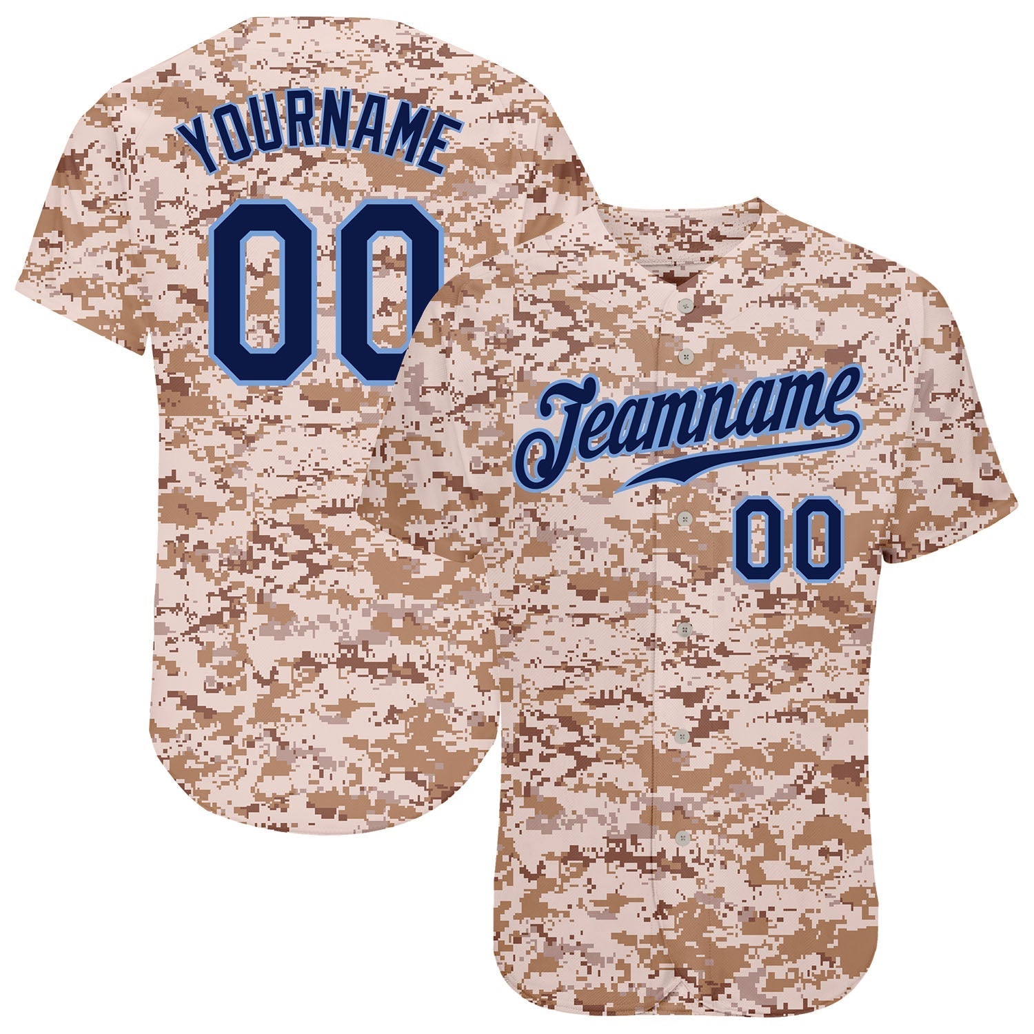 Custom Camo Navy-Powder Blue Authentic Salute To Service Baseball Jersey baseball jersey product view 1