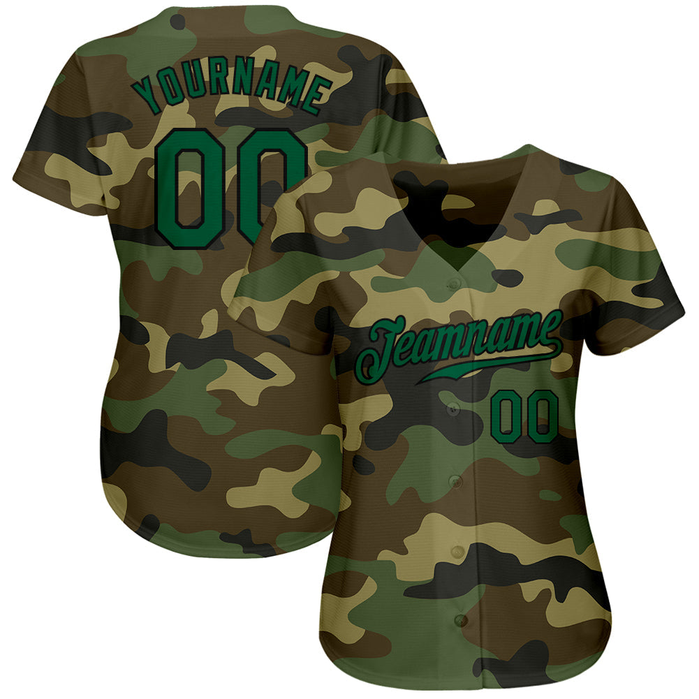 Custom Camo Kelly Green-Black Authentic Salute To Service Baseball Jersey baseball jersey product view 2