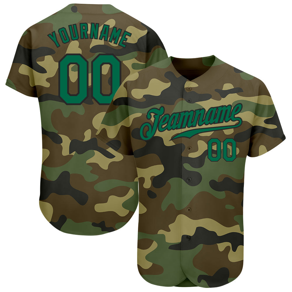 Custom Camo Kelly Green-Black Authentic Salute To Service Baseball Jersey baseball jersey product view 1