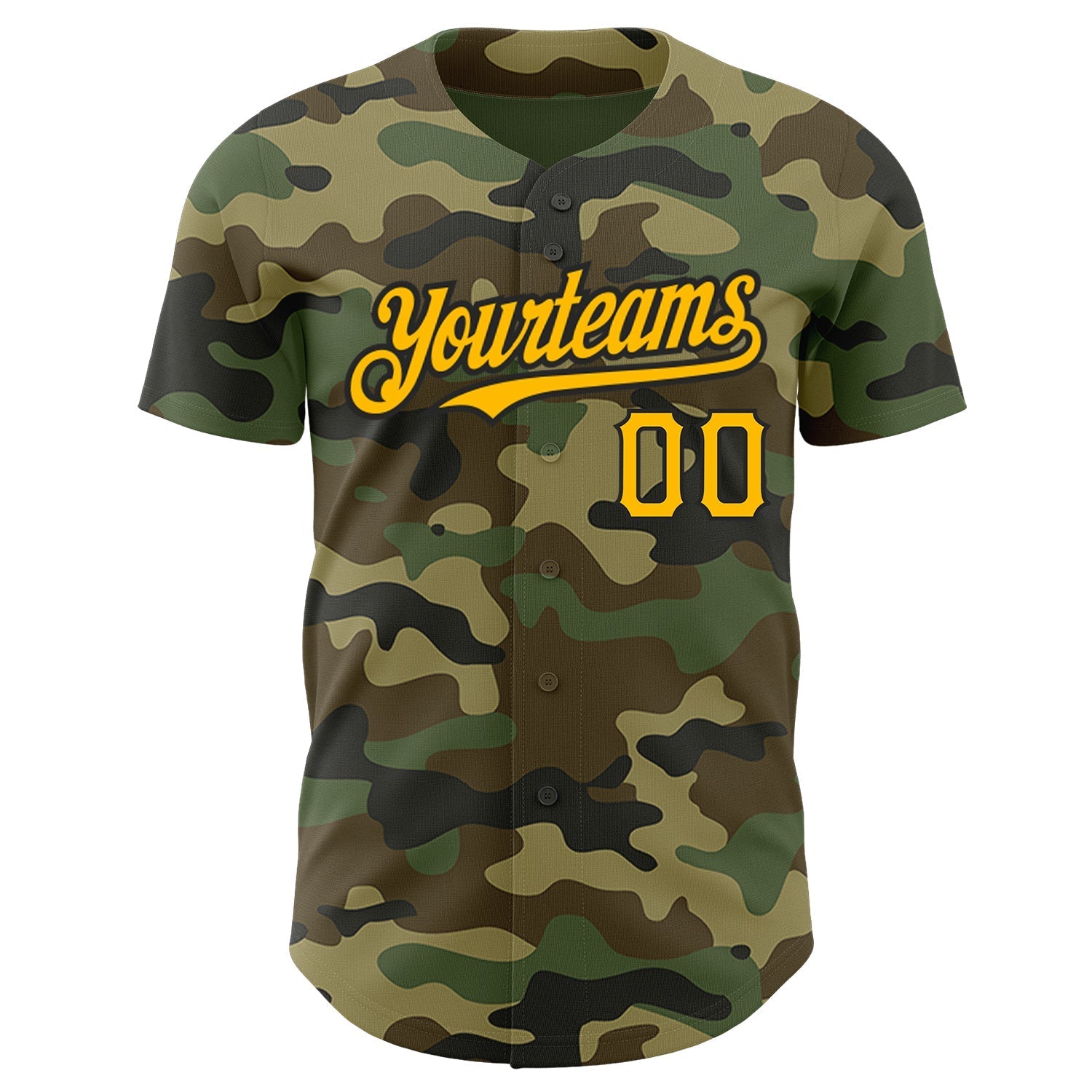 Custom Camo Gold-Black Authentic Salute To Service Baseball Jersey baseball jersey product view 2