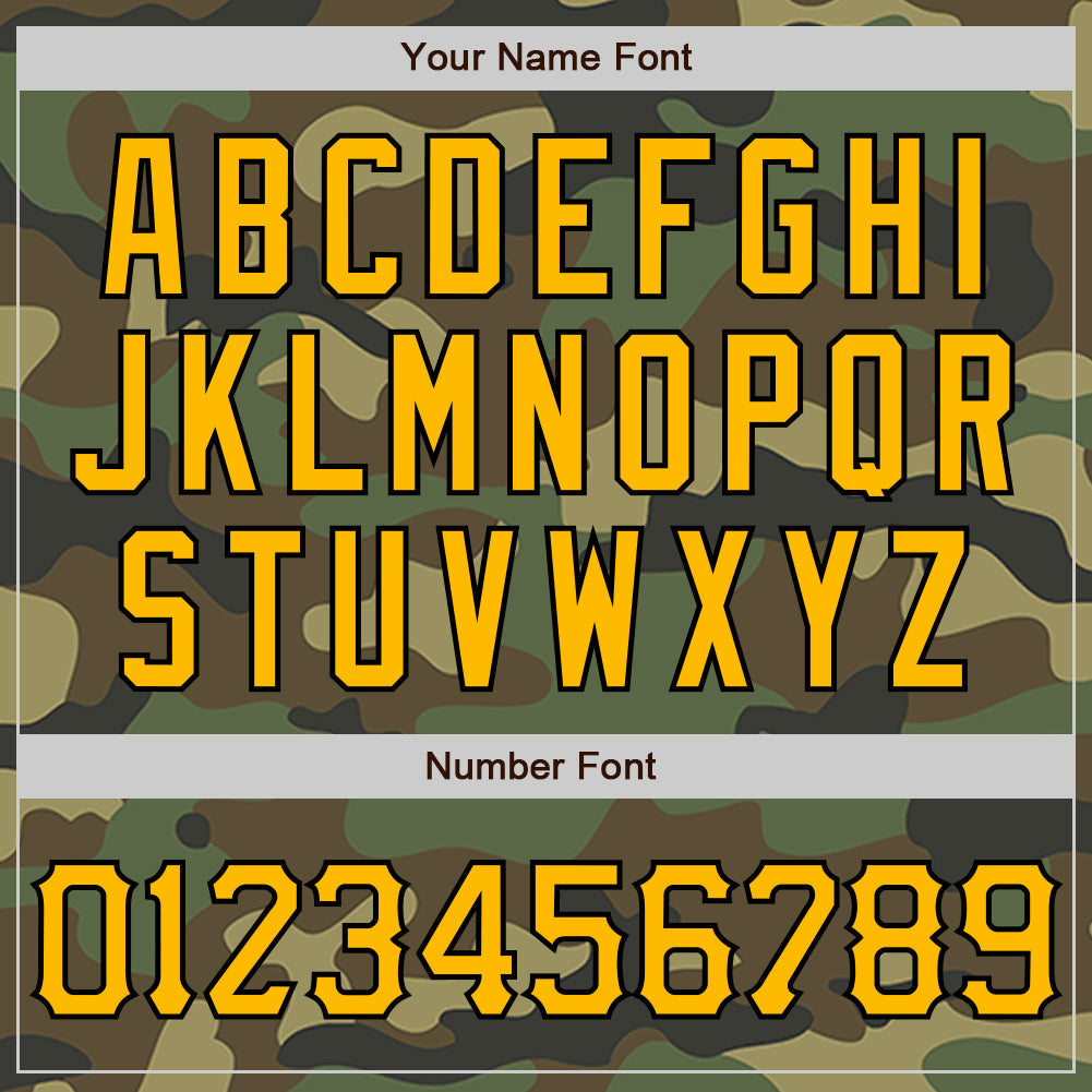 Custom Camo Gold-Black Authentic Salute To Service Baseball Jersey baseball jersey product view 5