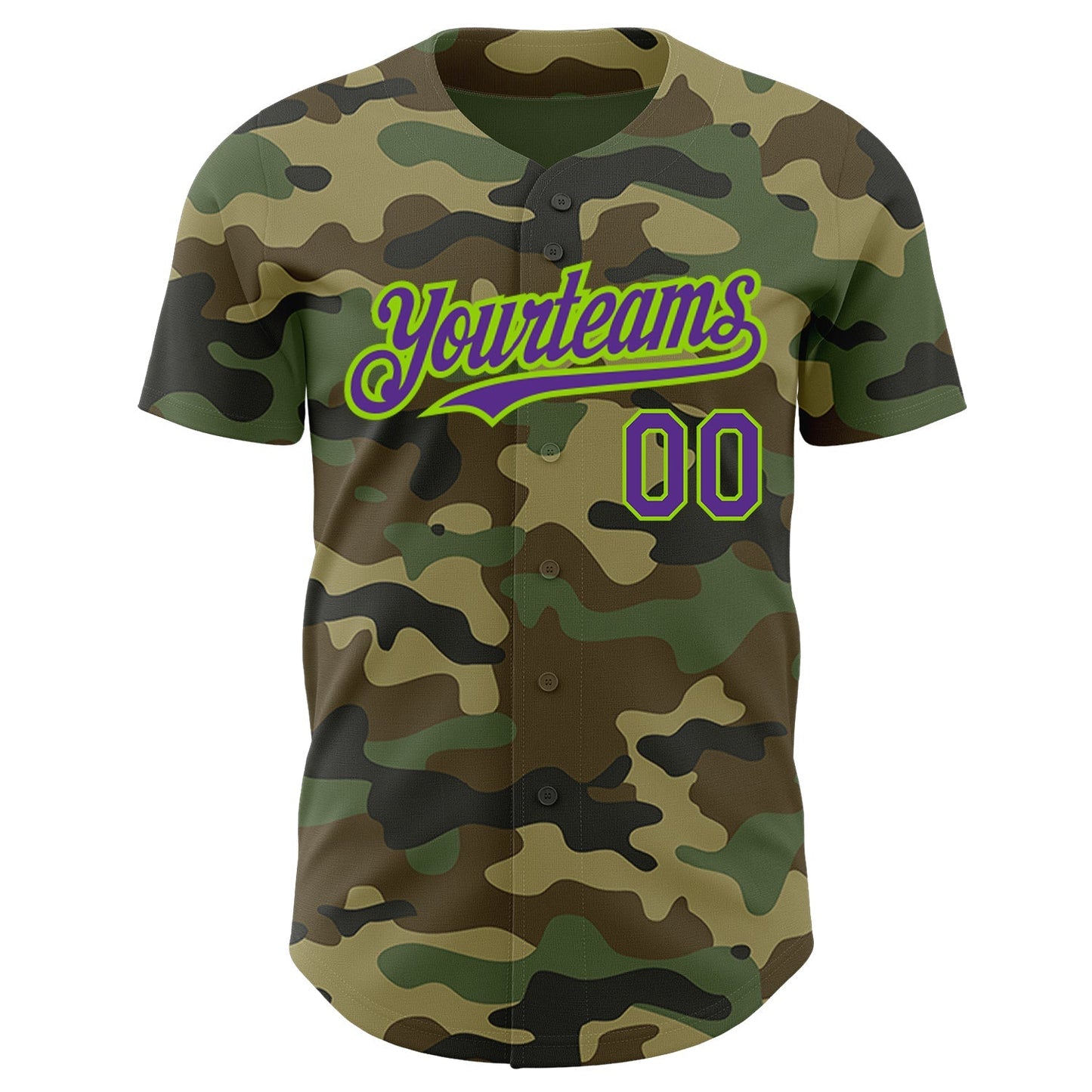 Custom Camo Purple-Neon Green Authentic Salute To Service Baseball Jersey baseball jersey product view 2