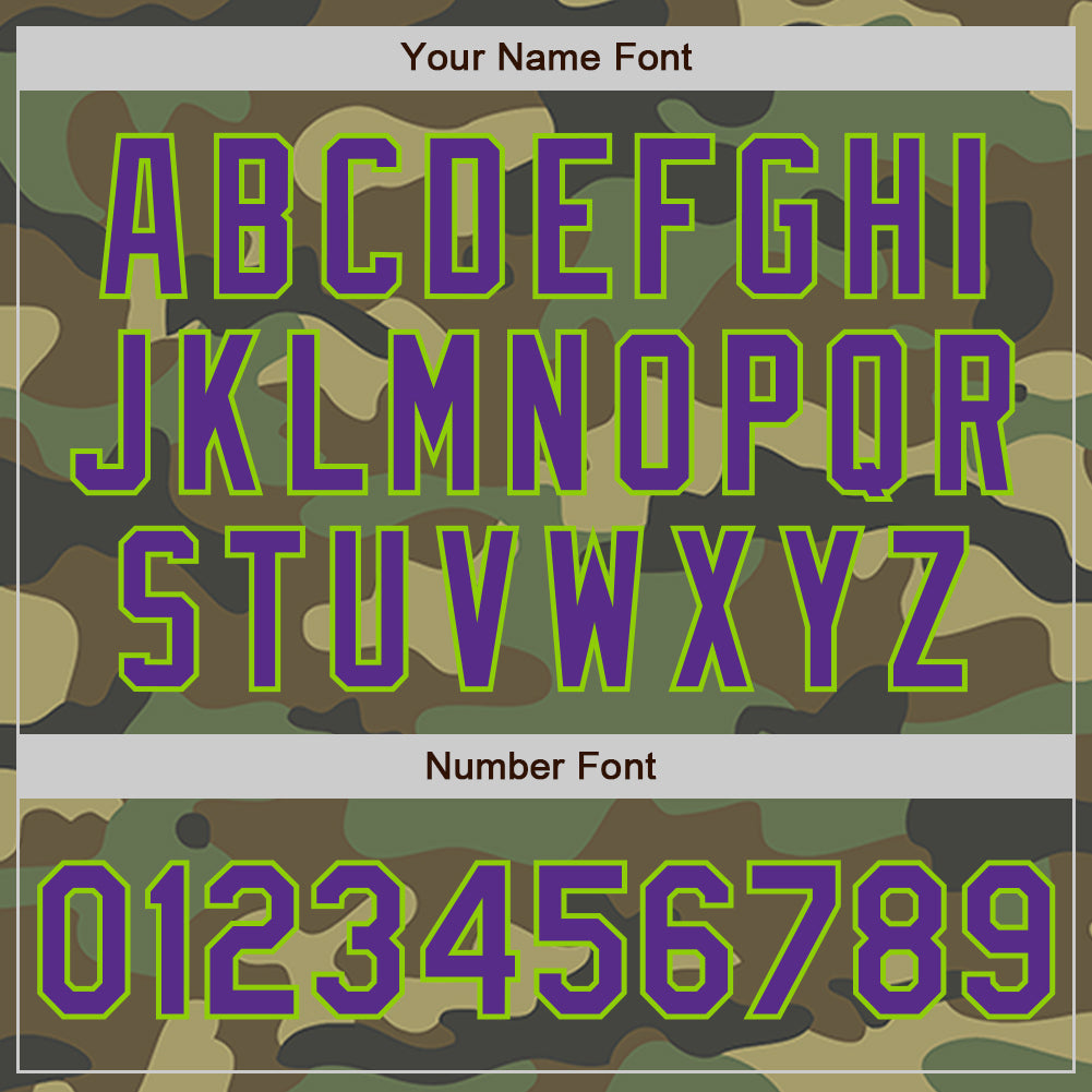 Custom Camo Purple-Neon Green Authentic Salute To Service Baseball Jersey baseball jersey product view 5