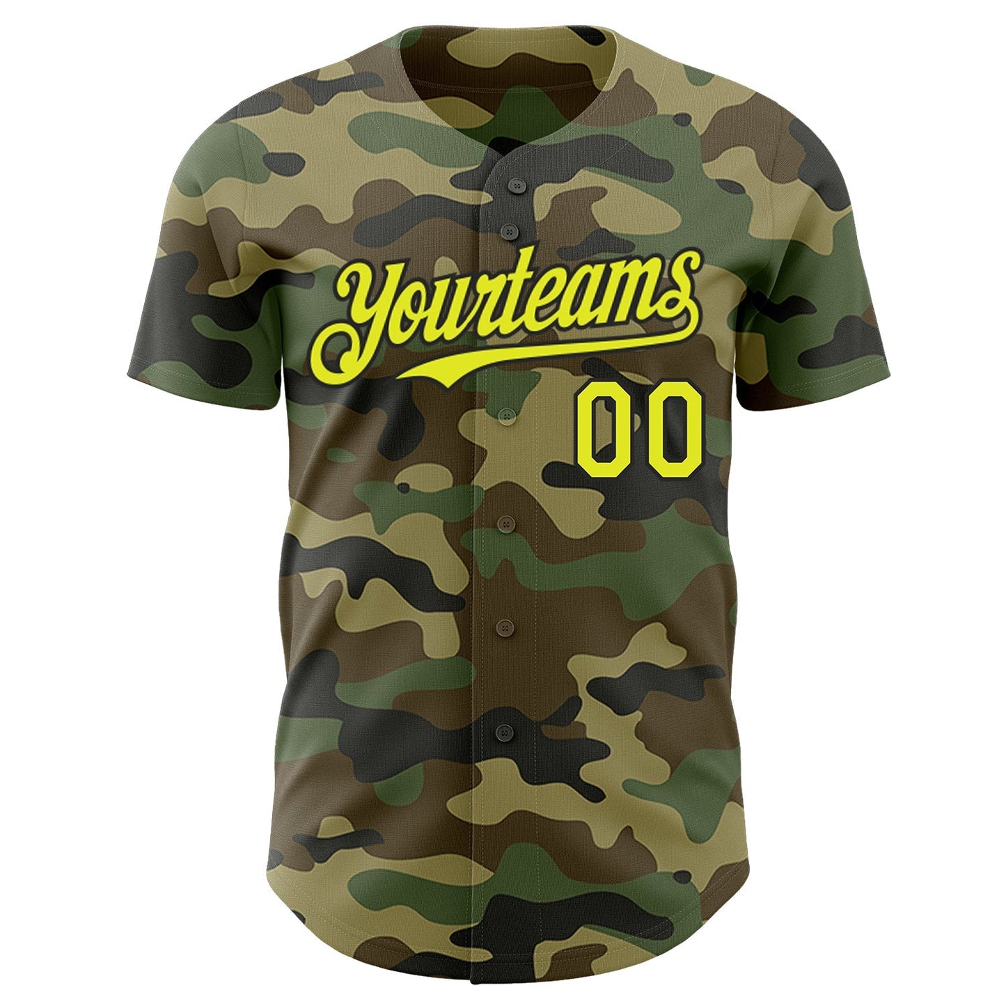 Custom Camo Neon Yellow-Black Authentic Salute To Service Baseball Jersey baseball jersey product view 2